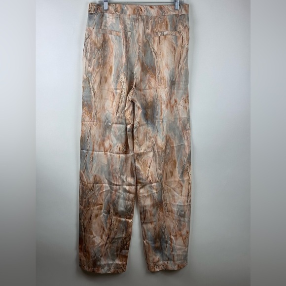 MIcas Women's Gold Woven Crop Top w/High Waisted Marble Print Straight Leg Pant - Picture 8 of 10